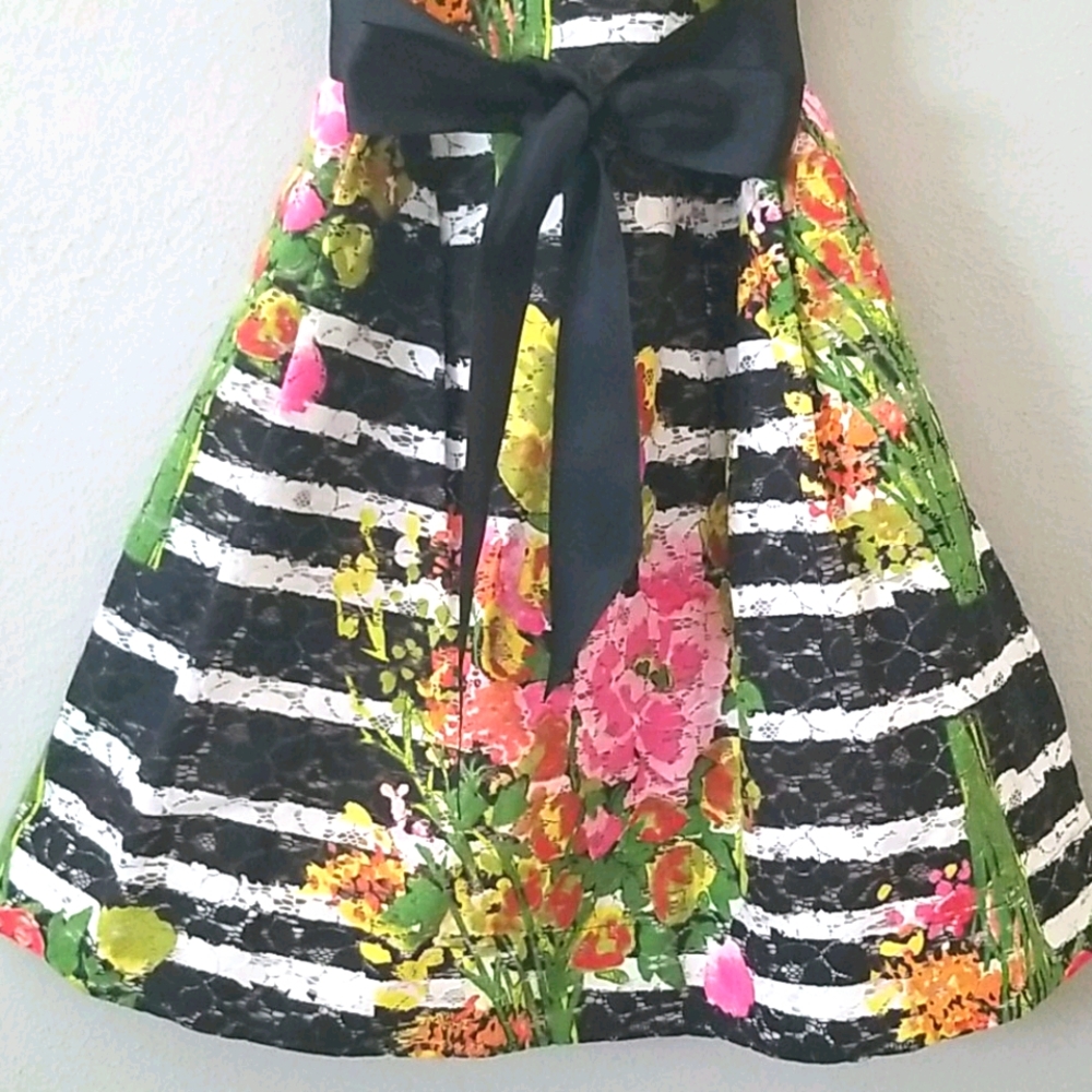 Striped Floral Cocktail Dress